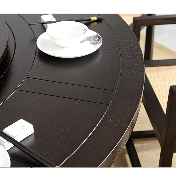 新中式餐桌椅组合圆形现代简约转盘8/10人小户型全屋家具定制圆桌 